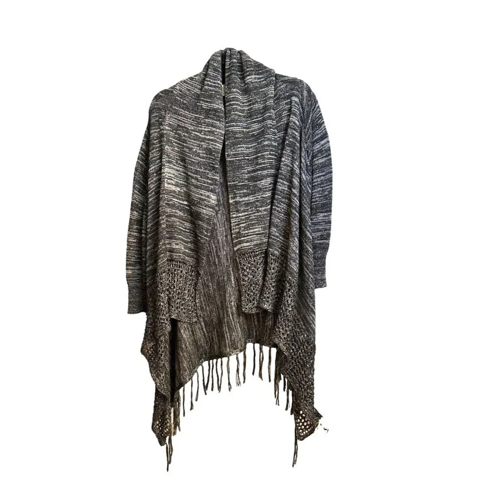 One World  Size XL  Live and Let Live Women's Cardigan Sweater Gray/Black